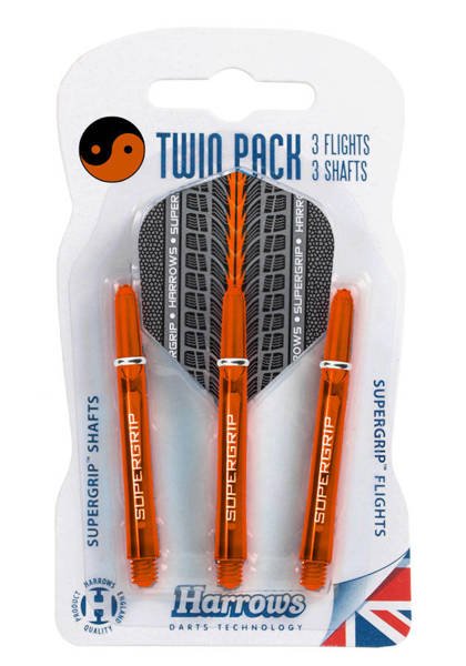 Harrows Twin Pack shafty Supergrip + piórka Supergrip (orange)